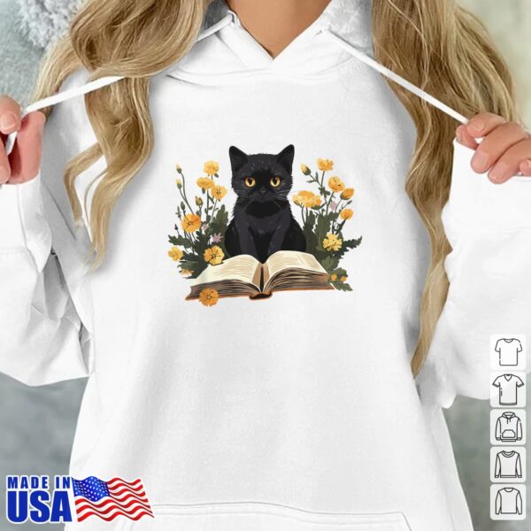 Cat Shirts For Women Book Lover Shirt Cute Cat And Book T-Shirt 1