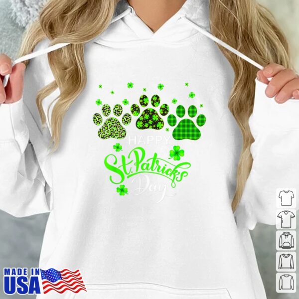 Leopard Buffalo Plaid Dog Cat Paws St Patrick's Day 2025 T-Shirt 1